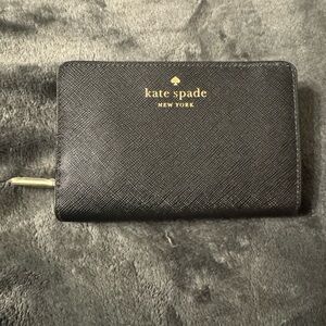 Kate Spade Black Leather Wallet with Gold Accents